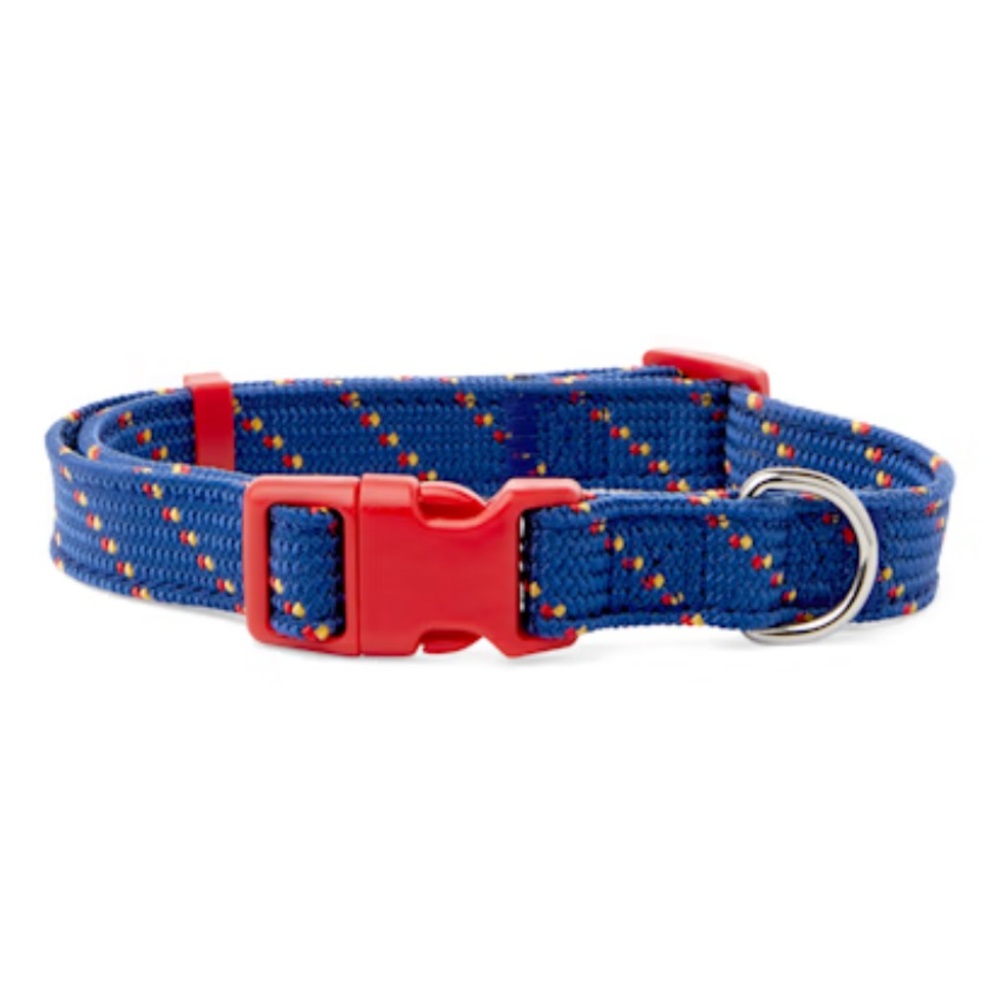 YOULY The Adventurer Webbed Nylon Dog Collar, Blue/Red L